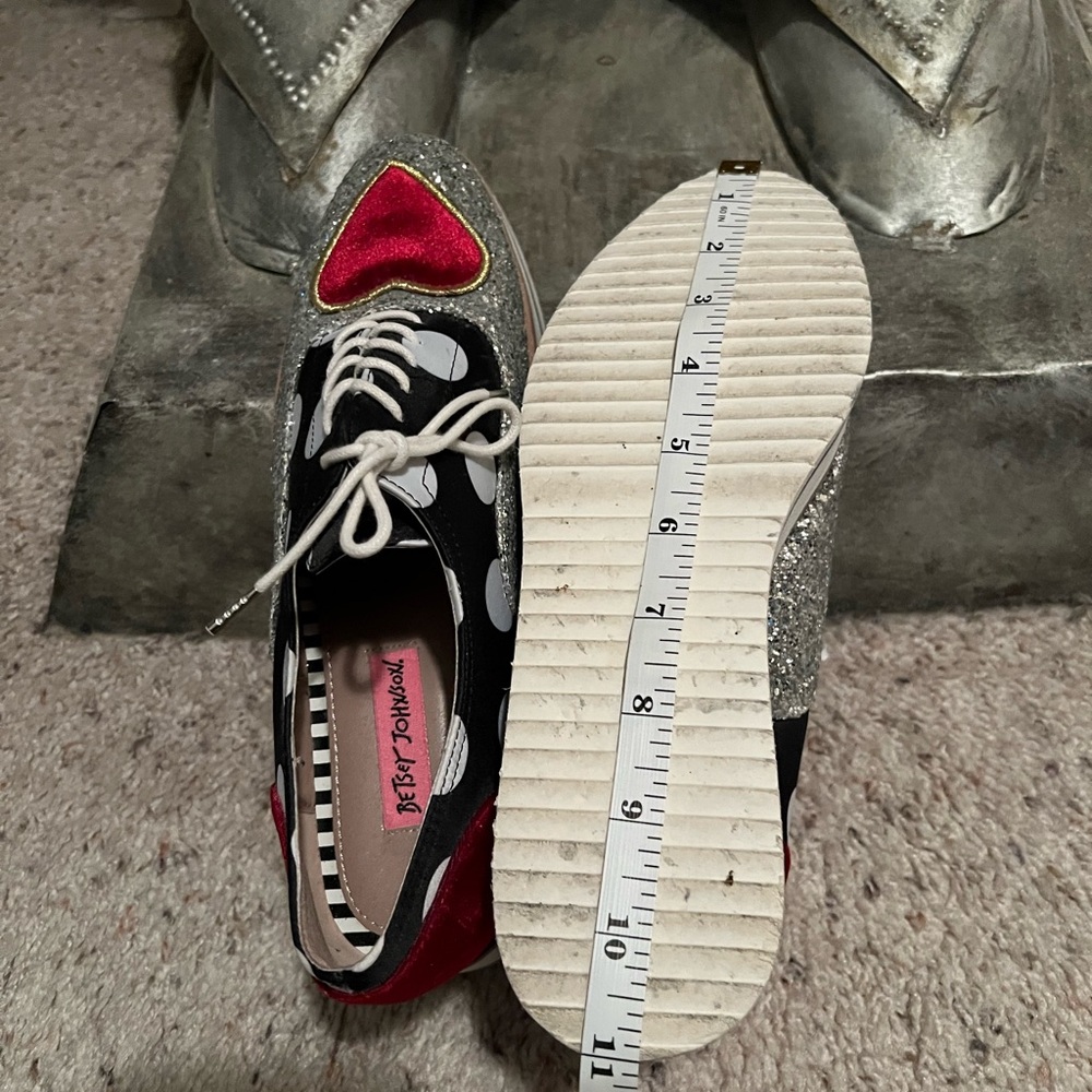 Betsey Johnson Platform Oxford Walker Silver Sparkle Shoes Size 7.5 - Picture 13 of 15